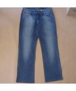 DKNY Jeans Womens Blue Denim Mid-Rise Straight-Leg Jeans Sz 14 DRK Wash - $9.41