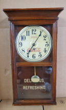 Vintage DRINK Coca Cola Clock DELICIOUS REFRESHING Battery Regulator Pen... - £140.98 GBP