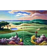 thomas hart benton keith farm chilmark ceramic tile mural backsplash med... - $80.87 CAD+