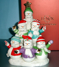 Lenox Snowmen Sentiments Christmas Centerpiece Figurine Peace Hope Joy 9... - $84.90