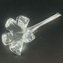 Hand Blown Clear Art Glass Lily Trumpet Flower VTG Bud Vase Floral Ring Holder - £10.98 GBP
