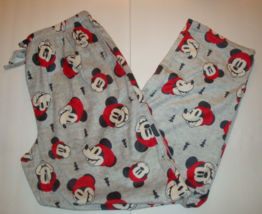 Disney Men&#39;s Christmas Minky Fleece Sleep Pajama Pants Mickey Mouse Grey XL - £20.21 GBP
