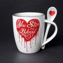 Alchemy Gothic ALMUG18 You Stir My Blood Cup &amp; Spoon Red Heart Valentine Coffee - £13.36 GBP