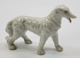 *B4) Vintage Iridescent Borzoi Russian Wolfhound Porcelain Dog Figurine ... - $26.83 CAD