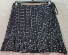 LA Hearts Wrap Skirt Women&#39;s XS Black Floral 100% Rayon Ruffle Trim Drawstring - £15.94 GBP