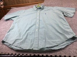 Ralph Lauren BLAKE Shirt Mens XL Blue Pony Short Sleeve Cotton Check Gingham - £10.69 GBP