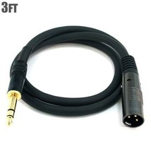 3Ft 3-Pin Xlr Male To 6.35Mm 1/4&quot; Trs Stereo Male Cable Microphone Mic Gold - £30.80 GBP