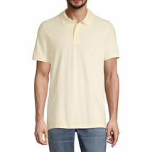 St. John&#39;s Bay Men&#39;s Short Sleeve Premium Stretch Polo Size LARGE Lemon Merengue - £14.69 GBP