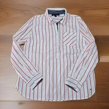 Tommy Hilfiger 1/2 Button Up Shirt Womans Size Large White Coral Stripe F2 - $22.77