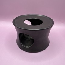 Vintage Shungyo Japan Stoneware Ceramic Warmer Stand Matte Black Tealight Holder - $22.76