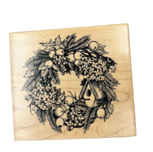 Vtg 1999 PSX Designs Christmas Wreath with Birdhouse Wood Rubber Stamp K... - £7.10 GBP
