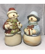 Christmas decorative snow men &amp; women statues hand painted glossy &amp; mat ... - £6.23 GBP