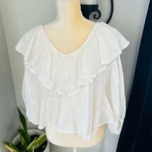FREE PEOPLE Zuri Ruffle Blouse, Cut Out Back, Summer Boho, Ivory, Small ... - €33,71 EUR