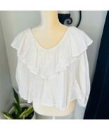 FREE PEOPLE Zuri Ruffle Blouse, Cut Out Back, Summer Boho, Ivory, Small ... - €33,71 EUR