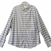 Goodfellow Men Shirt Size XXL Gray Stripe Slim Northrop Classic Long But... - £9.12 GBP