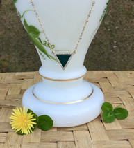Sweet Green Triangle Necklace on Silver Chain - $22.00