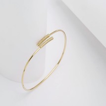 CZ Bangle Bracelet-Torque Bangle-14k Gold Bangle Bracelet-Wire Bracelet - $416.00