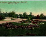 Newberry Boulevard Entrance Lake Park Milwaukee Wisconsin WI DB Postcard I1 - $4.90