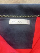 Nautica Polo Shirt Mens L RedWhite Blue Sailboat Logo Colorblock Golf - £14.01 GBP