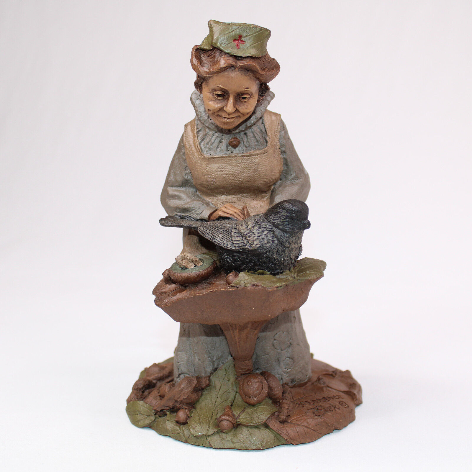 Tom Clark Gnome Nurse Florence Nightingale VTG # 71 Statue Figurine 1986 w/Bird - $34.57