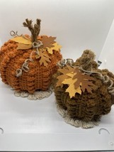Set Of 2 Medium Crocheted Pumpkins (Burnt Pumpkin, Cinnamon - £15.64 GBP