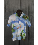 Vintage Hawiian Shirt - Surfer Island Graphic by Kai Nani - Men&#39;s Large - $1,097.60 MXN