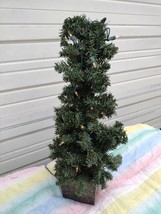 Artificial Christmas Tree w/ Lights Potted Stand bulbs 24&quot; x 10 &quot; - $35.63