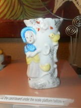 Mini Vase Lady With Birds Vintage Ceramic Hand Painted Japan - £15.75 GBP
