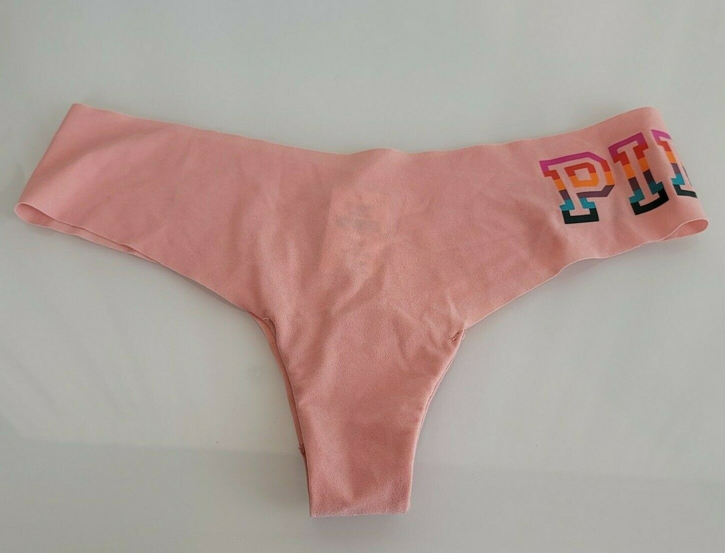 Primary image for Vtg 2016 Victorias Victoria's Secret PINK Rainbow Big Hip Logo Low Rise Thong M