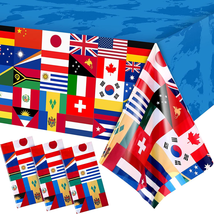 International Flag Table Cover World Country Flags Tablecloth Plastic Patriotic  - £12.13 GBP