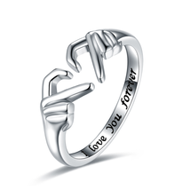 Romantic Heart Hand Hug Fashion Ring for Women Couple Jewelry Silver Color Punk  - £4.83 GBP+