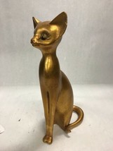 tall Anthony Freeman McFarlin Vintage gilt sitting cat figurine gold lea... - $83.15