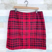 Eddie Bauer Vintage Wool Flannel Skirt Red Black Plaid Lined Womens 20 T... - £35.02 GBP