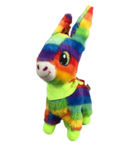 Fiesta Rainbow Pinata Donkey 15 inch Stuffed Animal Plush Toy Big Glitter Eyes - £17.82 GBP