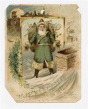 Lion Coffee Green Santa Claus Merry Christmas to All Woodson Spice Co Ad Card - £22.15 GBP