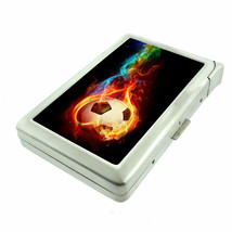 Rainbow Soccer Ball Fire Em1 100&#39;s Size Cigarette Case with Built in Lighter - £17.33 GBP