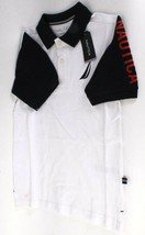 Nautica Boy&#39;s 100 White Small 8 Shirt 100% Cotton Logo Polo Short Sleeve Shirt - £15.97 GBP
