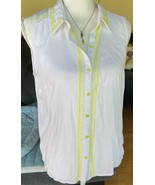 Ali &amp; Kris Women&#39;s  L Sleeveless White Lime Green 100% Rayon Blouse - $21.70 CAD