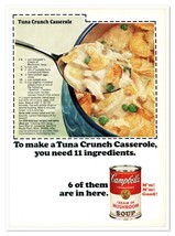 Campbell&#39;s Tuna Crunch Casserole Recipe Vintage 1968 Full-Page Magazine Ad - $9.70