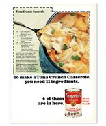 Campbell&#39;s Tuna Crunch Casserole Recipe Vintage 1968 Full-Page Magazine Ad - £7.62 GBP