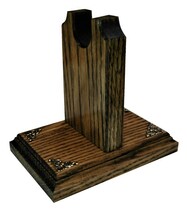 Oak Wooden Gun Rack Western Revolver Handgun Pistol Stand Table Display ... - $24.99