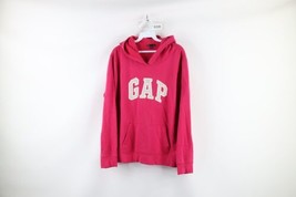 Vintage Gap Womens Large Faded Spell Out Block Letter Hoodie Sweatshirt Pink - £39.43 GBP