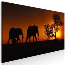 Tiptophomedecor Stretched Canvas Animal Art - Elephant Family (Orange) - Stretch - £71.92 GBP+