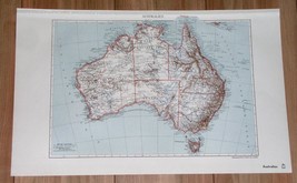1935 Original Vintage Map Of Australia Perth Melbourne Sydney Adelaide Brisbane - £14.14 GBP