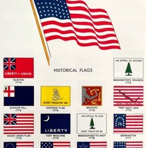 Historical Flags Of The United States 1940s Lithograph Print History Art... - $25.99