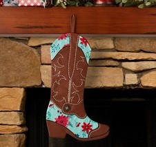 Pioneer Woman ~ Retro Holiday Floral - Blue ~ Cowboy Boot Stocking - £17.65 GBP