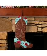 Pioneer Woman ~ Retro Holiday Floral - Blue ~ Cowboy Boot Stocking - $22.44