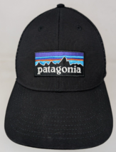 Patagonia P6 Logo LoPro Trucker  Hat Baseball Cap Black Mesh Canvas Clas... - $14.84