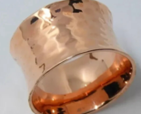Solid Copper Concave Hammer Cigar Band Minimalist Healing Ring, Handmade... - $17.47+