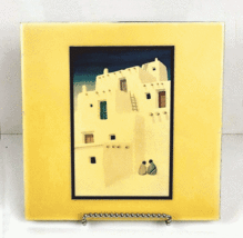 Deborah Hiatt Ceramic Art Tile &quot;Blue Sky Pueblo&quot; Art Co. 8&quot; x 8&quot; Made In USA - £31.96 GBP